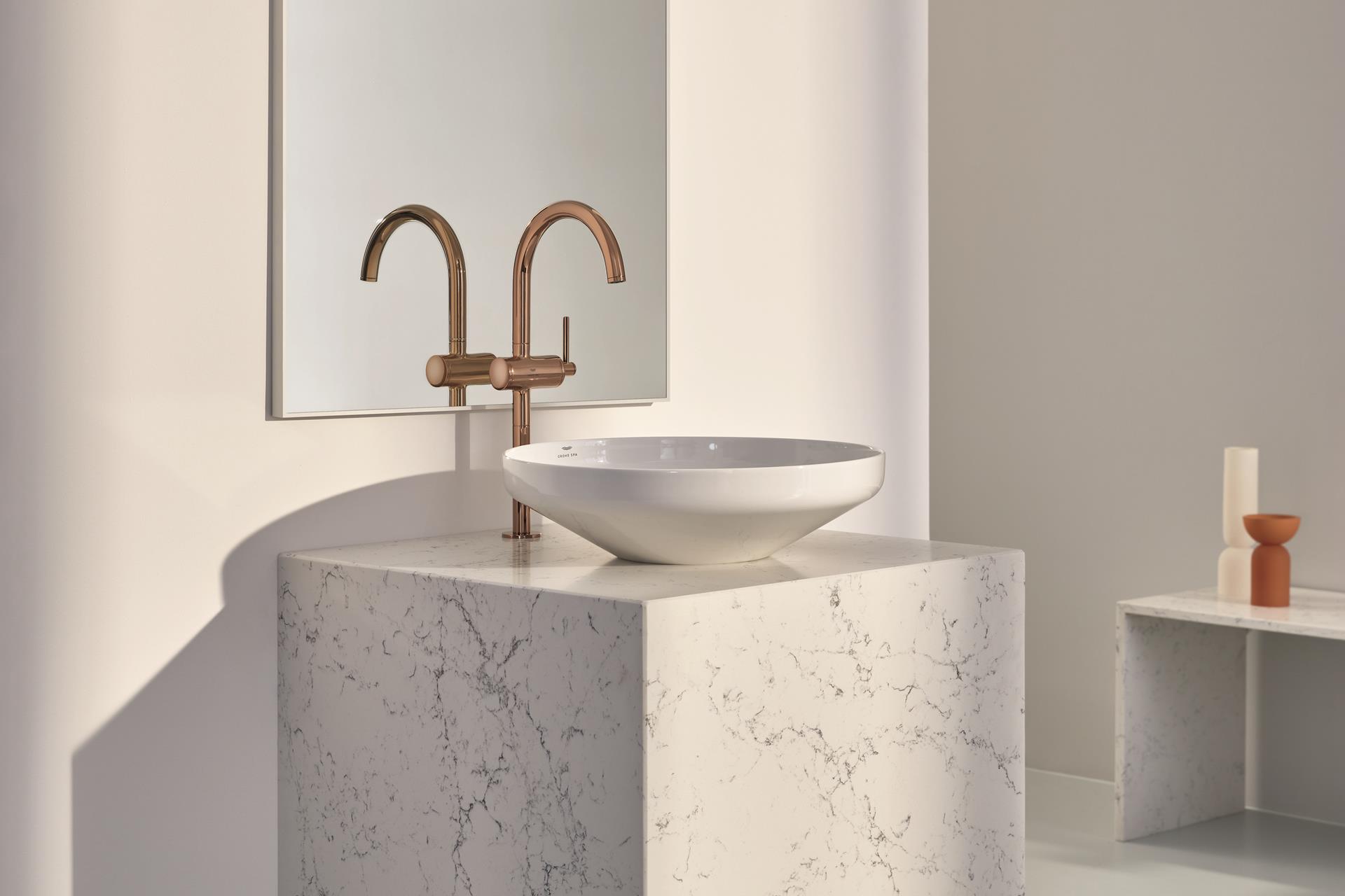 Warm sunset finish bathroom 